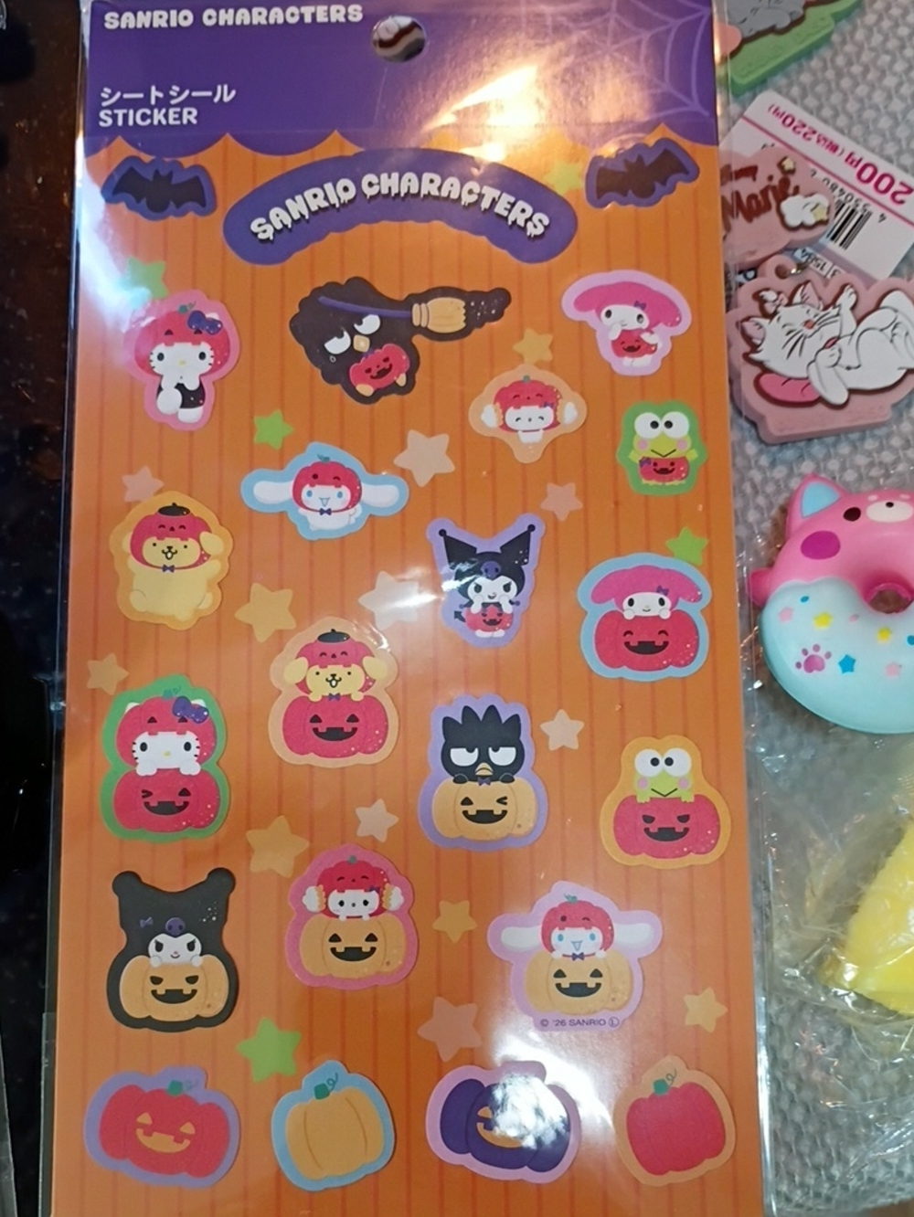 Sanrio Halloween Sticker Sheet - Orange, Black, Pink, Green